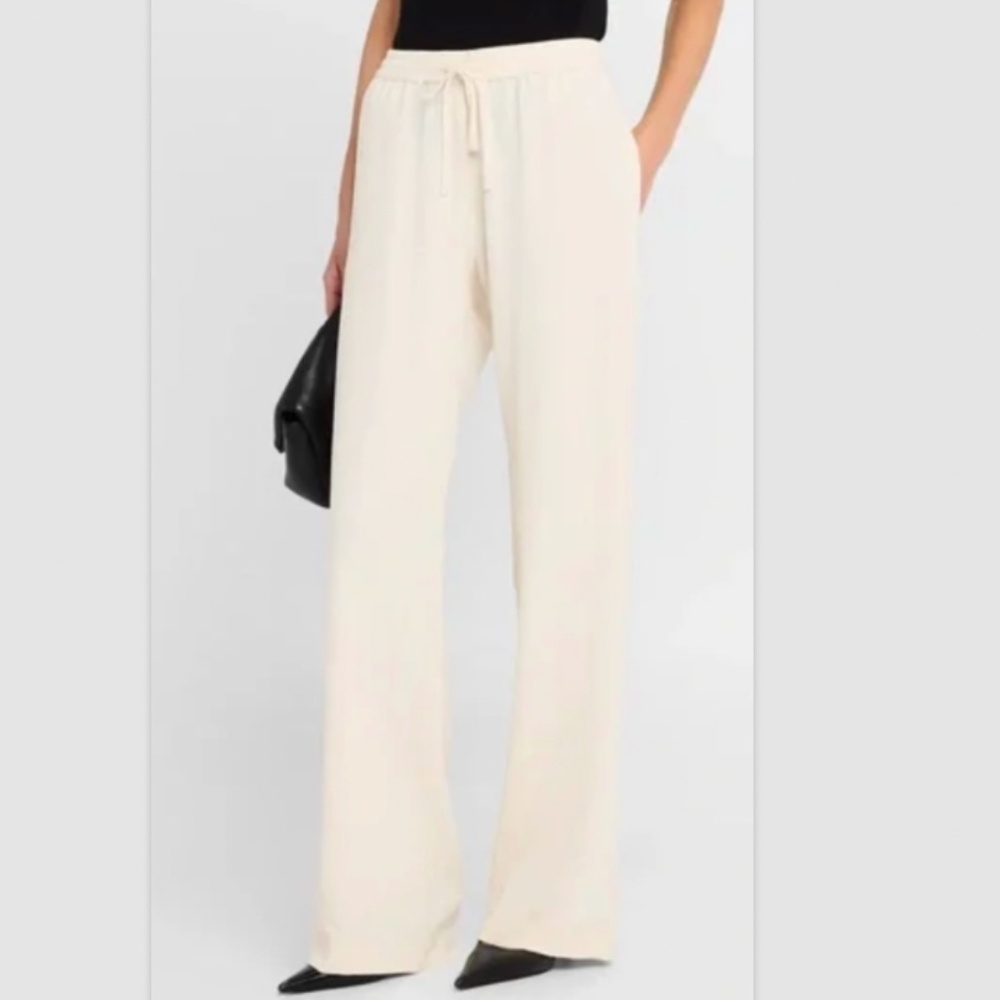 Enza Costa‎ Crepe Drawstring Resort Pants Womens Large Cream Full Length